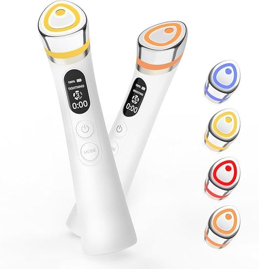 Face Lift Device – 8 in 1 Skin Tightening and Lifting, LED Light Therapy for Wrinkles, Korean Skin Care, Spa-Grade Facial Massager Lifting & Firming Beauty Massager (White)