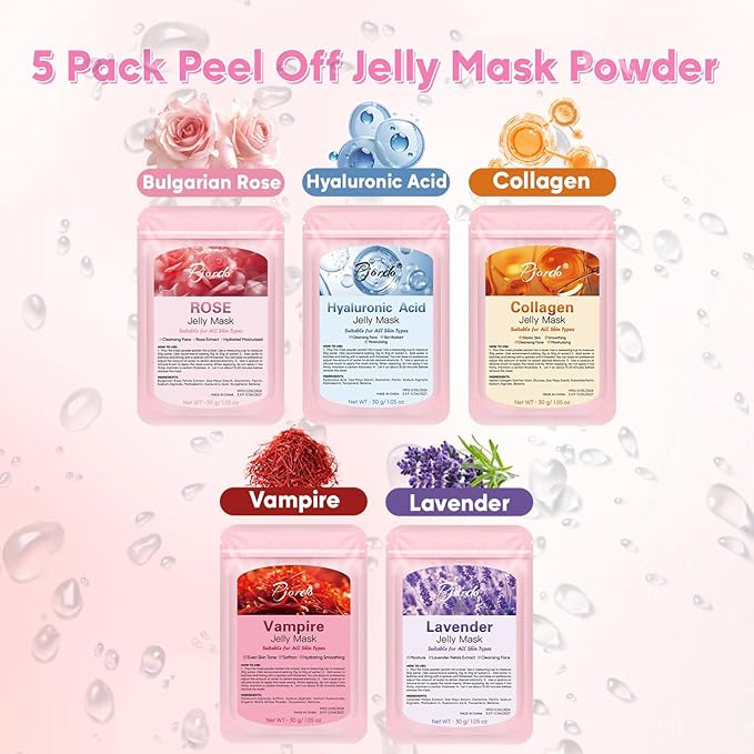 Facial Steamer Spa Kit, 12 Skin Care Tools & 5 Jelly Mask Powder, Nano Ionic Steamer for Facial Deep Cleaning Unclog Pores Sinuses, Warm Mist Humidifier for Home SPA, Self Care Gifts for Women