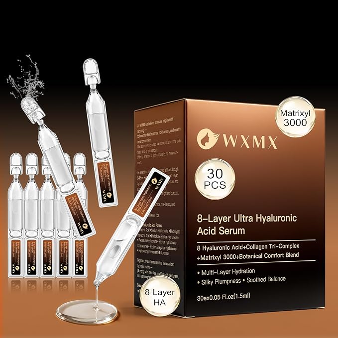 Ultra Hyaluronic Acid Serum for Face – 8 HA Forms + Matrixyl 3000 for Multi-Layer Hydration & Anti-Aging Firmness Support, Collagen Tri-Complex & Peptide Repair (0.05 Fl.oz x 30e)