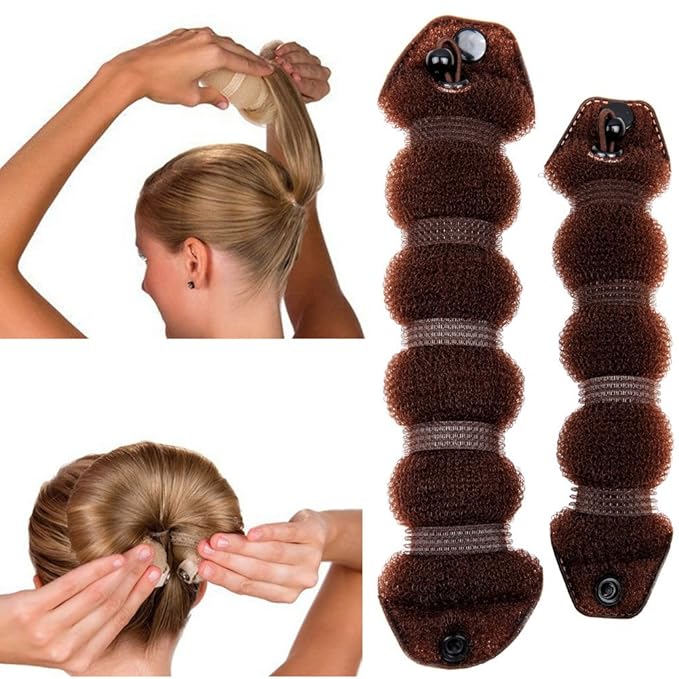 Goldrose Buns 2 Pieces Magic Hair Styling Styler Twist Ring Former Shaper Doughnut Donut Chignon Bun Maker Clip Hair Curler Accessory Small & Large (Brown)