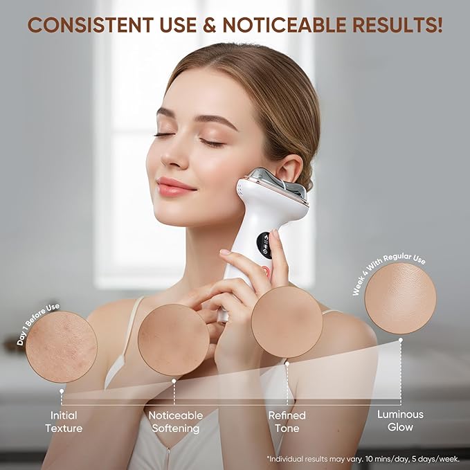 Microcurrent Facial Device with Red Light Therapy - 7-in-1 LED Sculptor & Cooling Gua Sha for Face Neck Eye Firming, Depuffing & Double Chin Reduction