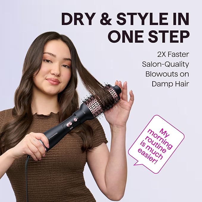 Wavytalk Hair Dryer Brush Set, Air Sculpt 4-in-1 Hot Air Brush Set | Blowout Brush Styler for Salon Blowouts, Volumizing, and Straightening, Sleek Frizz-Free for Every Hair Type, Black