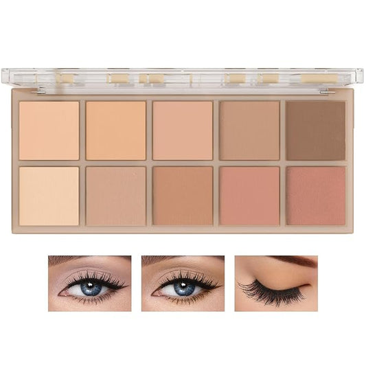 10 Shades Nude Matte Eyeshadow Palette,Shimmer Naked Eyeshadow Palette,Eye Shadow Palette Natural Flash Waterproof Durable Smoked Professional Makeup Palette With Brush 05