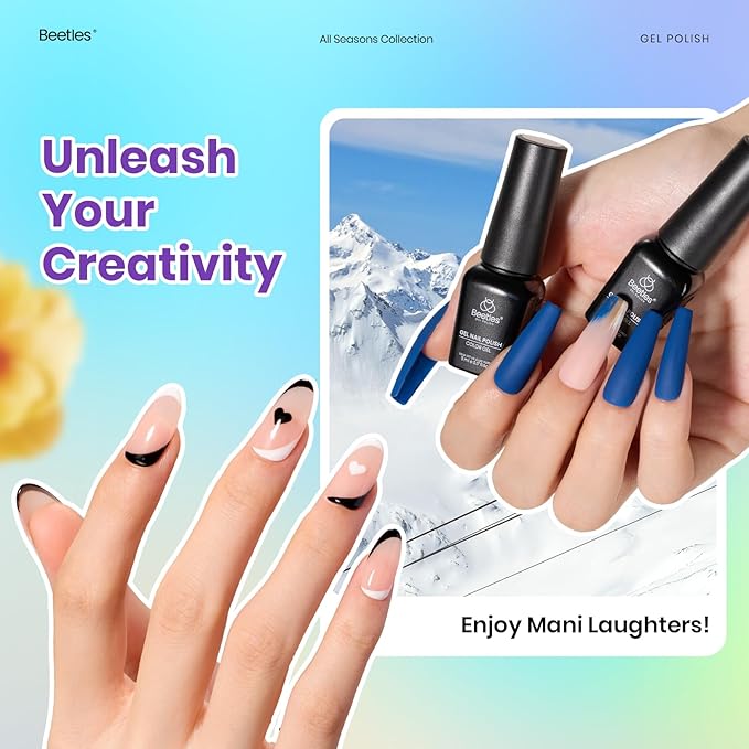 Beetles Winter Gel Nail Polish Set - Vibrarnt Holiday 55 Colors Gel Polish Kit with 5 Bottles Base Glossy Matte Top Coat UV LED Soak off Nail Polish Red Brown Pink Green Blue Christmas Gifts for Women