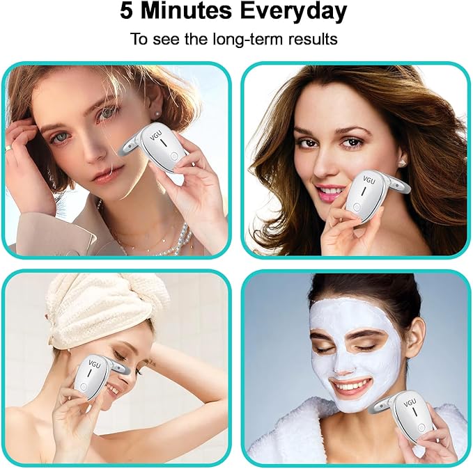 Face Massager, Facial Neck Care Tool with Vibrating Heating Mode, Portable Handheld Gift White