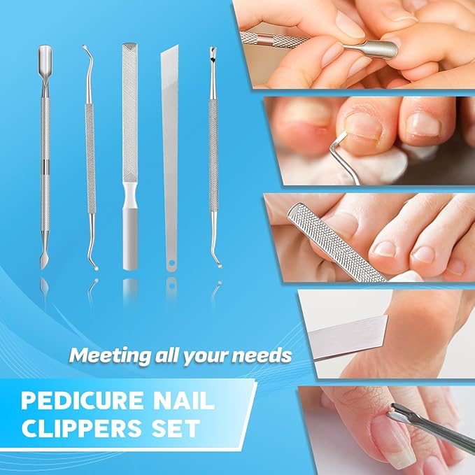 2025 Upgrade Toenail Clippers Set for Seniors – 8-in-1 Heavy Duty Long Handle Nail Clippers for Thick & Ingrown Toenails, Professional Manicure Pedicure Kit for Men & Women