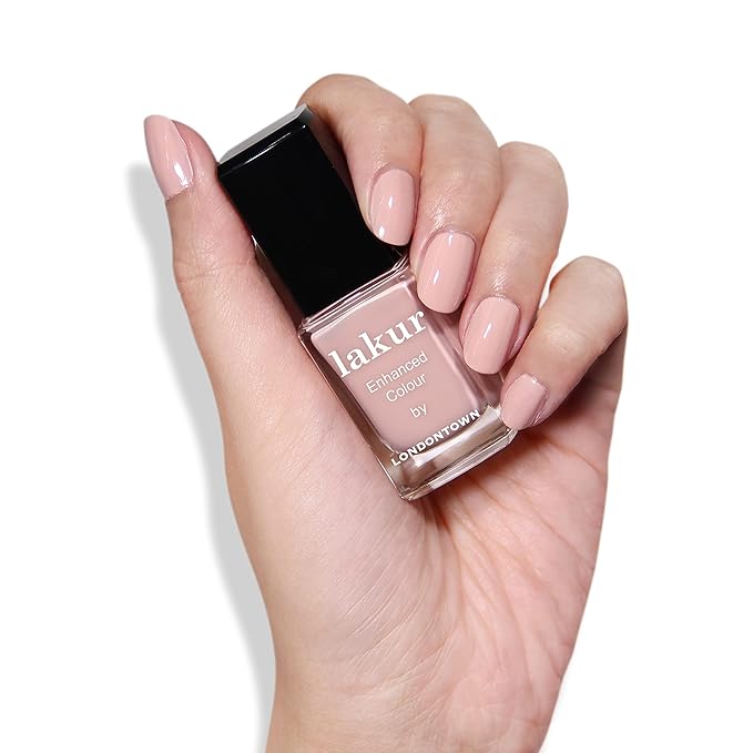 LONDONTOWN lakur Nail Polish - Chip-Resistant, Non-Toxic, Conditions & Hydrates Nails | Glossy Pink Peach, Plie, .40 fl oz