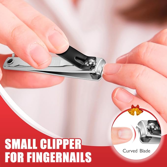 DRMODE Finger Nail Clippers Adult - Christmas Stocking Stuffers 8 Pack Nail Clippers Set for Men Women with Nail File, Sharp Stainless Steel Fingernail & Toenail Clippers Curved Cutter Trimmer