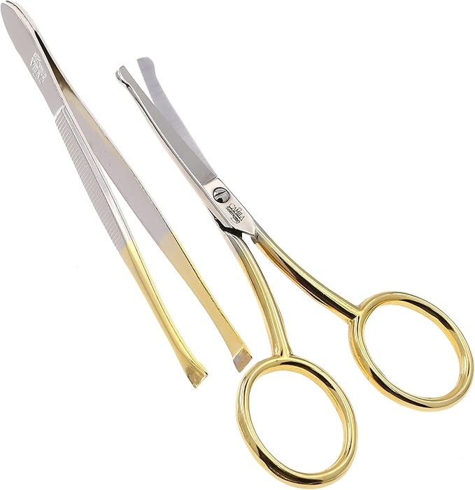 CSK1 Nail Scissors and Tweezer Kit, Perfect Pedicure Manicure Set for Men and Women, Ideal Pedicure Tools and Skin Tag Remover Tools - Kit contains Sharp Scissors and Grooming Tweezers