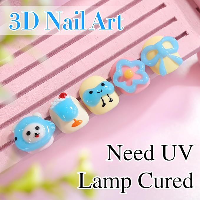 Double Rhythm 0.5 Oz 3D Nail Gel Nail Art Sculpting Gel No Wipe Gel Polish for Nail Designs DIY Nail Art for Drawing, Molding, Sculpture and Decoration (3D Sculpting Gel Blue)