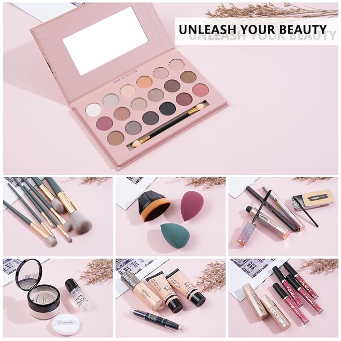 Makeup Kit for Teens Girls Makeup Sets for Teenagers 14-16 Essential Bundle Include 18 Color Eyeshadow Palette Set Makeup Kits for Girls 10-12