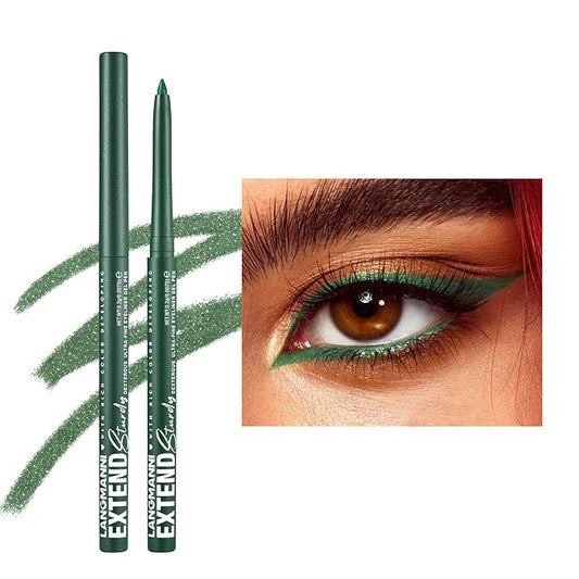 Green Eyeliner Waterproof Green Glitter Eyeliner Pencil Long Lasting Smudge-proof green gel eyeliner for women Hypoallergenic (04#)