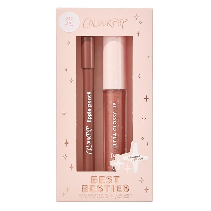 ColourPop Best Besties Lip Pencil & Gloss Duo - Shimmery Nude Lip Combo for Definition & Shine - Includes Shades BFF 2 & It Girl (2 Count)