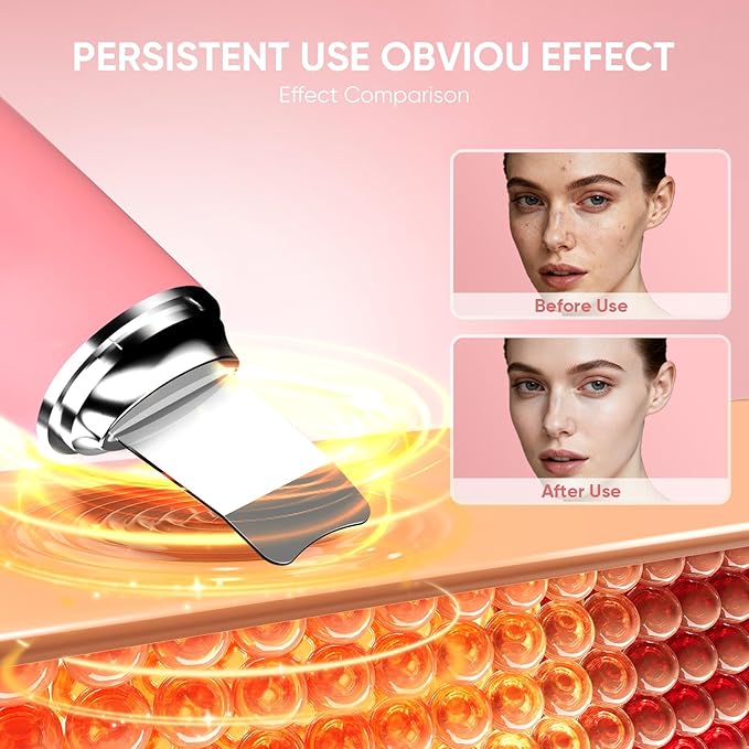 Silicone Face Scrubber Blackhead Scraper Rechargeable 2-in-1 Facial Cleansing Brush & Skin Spatula Duo, IPX7 Waterproof Exfoliating Massager Deep Cleansing for Women and Men（Peachy Pink）