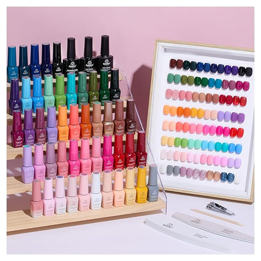 Beetles Gel Nail Polish Set - Seasons Variations 48 Colors Gel Polish Kit Brown Nude Pink Red Blue White with Base Top Coat Home DIY UV LED Soak Off Nail Art Salon Manicure Starter Kit Gift for Women