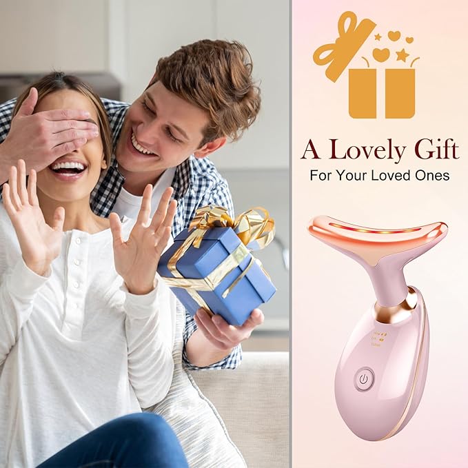 7 Color Face and Neck Massager, Portable Facial Massager Tool, Facial Skin Care Tools at Home, Rose Gold