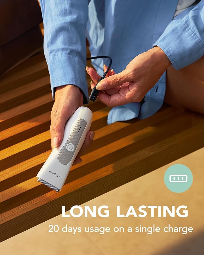 MANSPOT LADYSPOT™ Hair Finishing Trimmer Electric Shaver for Women, Women Shaving Sets, with 3 Guard and Replaceable Ceramic Blade Heads, LADYSPOT™ Pubic Hair Trimmer Kit Sets-(White)