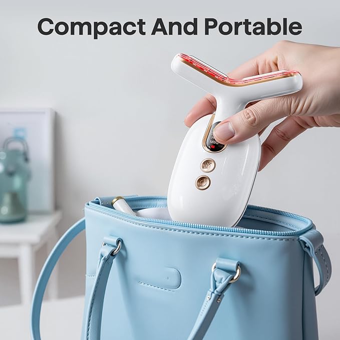 Red Light Therapy for Face, 3 Mode Face Massager Tool with Heating Vibration for Skin Care, Wrinkle Reducer Facial Massager to Soothe and Relax Skin, Micro-Current Face Beauty Device (AM-810B)