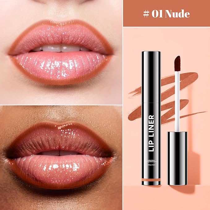 Lip Stain - Long Wear Tattoo Lip Liner, Waterproof & Transfer-proof Peel Off Lip Stain with Matte Finish, Lip Tint For All Skin Types, Great Gifts for Women (Nude)
