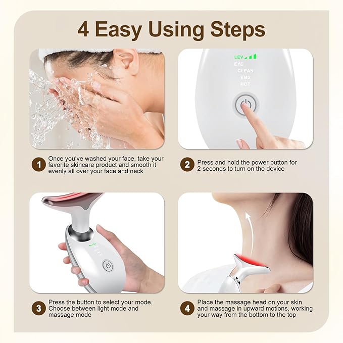 Face Beauty Device, 7 Color Multifunctional Facial Massager, Portable Face Massager Tool for Skin Care, Firming, Smoothing, Glossy White