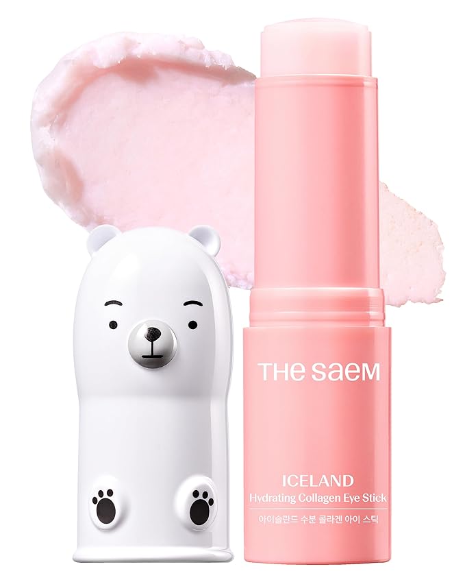 THESAEM Iceland Hydrating Collagen Eye Stick 0.38 oz - Anti-wrinkle Moisturizing Eye Balm for Saggy Skin – Under Eye Treatment - Balm to Smooth Skin Texture - Rose Scent