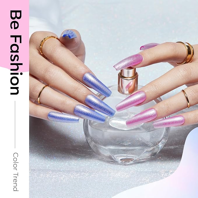 modelones Chameleon Gel Nail Polish Set - 6 Colors Glitter Pink Blue Yellow Gel Polish Starter Kit Soak Off Phantom Nail Polish Kit Nail Lamp Manicure Nail Art DIY Salon Home Holiday Gift for Girl