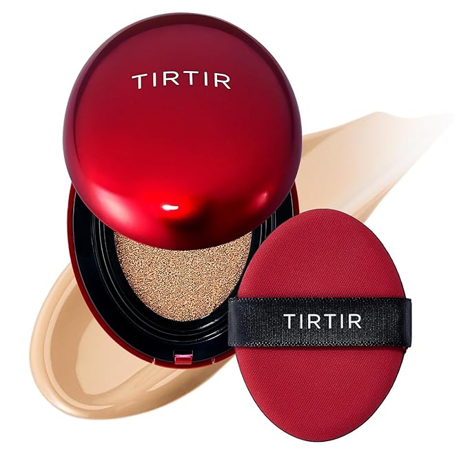 [*Mini Size*] TIRTIR Mask Fit Red Cushion Foundation | Full coverage, Weightless, Skin fit, Satin Glow Finish, Korean Makeup BB Foundation, beauty, Tattoo cover up, Buildable (#27N Camel, 0.15 Fl Oz)