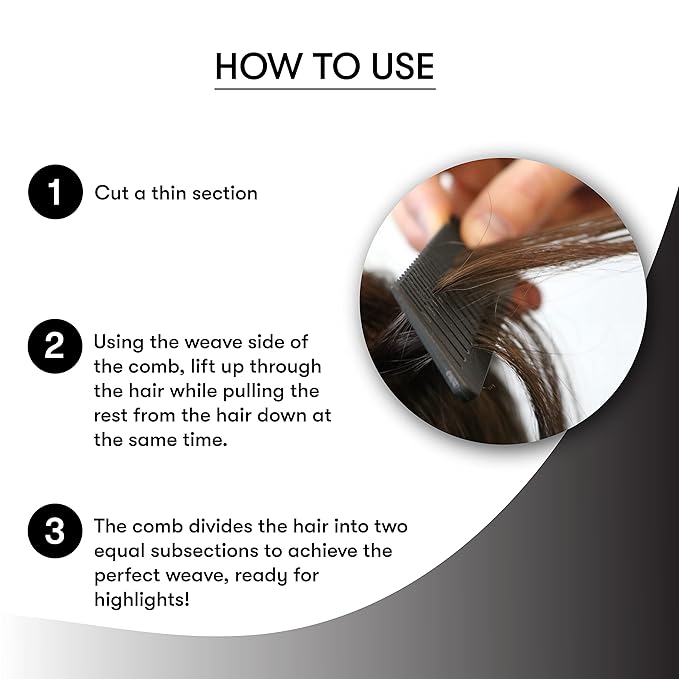 FRAMAR Dreamweaver Highlight Comb Set - Professional Highlighting Comb With Parting Tip, Foiling Combs For Highlighting, Highlight Combs For Highlighting – 3 Pack Black