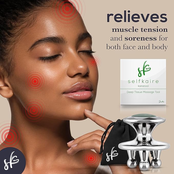 Kairetool Face & Body Massager, Lymphatic Drainage, Deep Tissue Massage, Pressure Point Therapy for Depuffing and Debloating, Fascia and Myofascial Release, Reduces Look of Cellulite, Jade