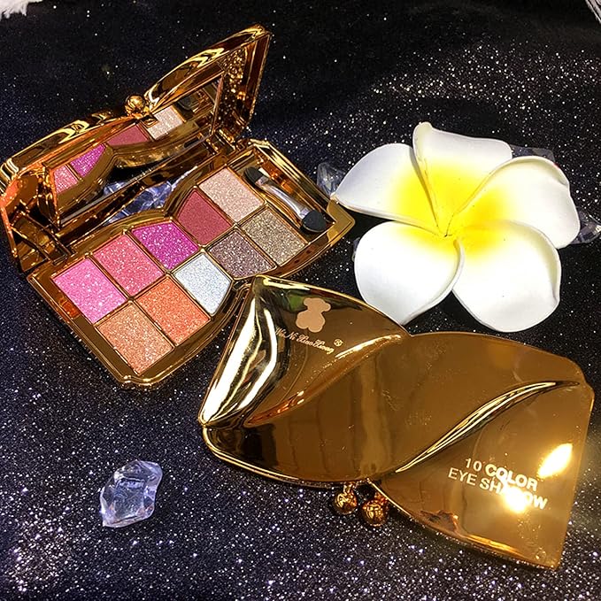 Glitter Eyeshadow Palette, 10 Colors Sparkle Shimmer & Matte Eye Shadow Highly Pigmented Waterproof Long Lasting Makeup Set (Color 7)