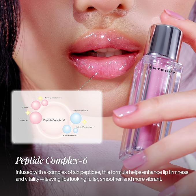 ENTROPY MAKEUP Tulle Lip Gloss, Lightweight 3D Pearl Shimmer, Ultra-Gloss High Shine, Non-Sticky Moisturizing Lip Gloss with Peptide Complex, Satin