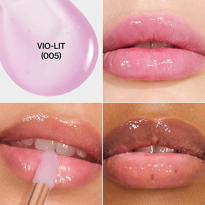 REVLON Super Lustrous Glimmer Lip Oil, Moisturizing & Tinted, Shiny Finish, Made with Plant-Based Squalane, 005 Vio-lit, 0.13 fl oz