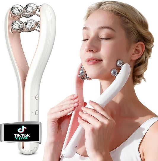 Microcurrent Facial Massager with 3D Roller, 3 Intensity Levels, USB‑C Rechargeable, Lifting & Toning Tool for Face & Neck, Gentle Contouring & Skincare Absorption
