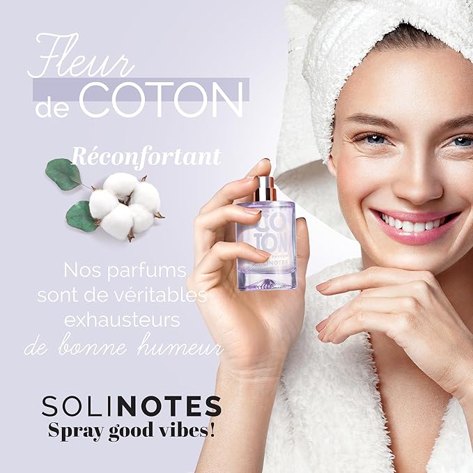 Solinotes Cotton Flower Perfume for Women & Men, 1.7 Fl Oz/ 50 ML Eau De Parfum, Delicate Floral and Soothing Scent with Premium Ingredients - Clean Perfume, Cruelty Free, Vegan, Made in France