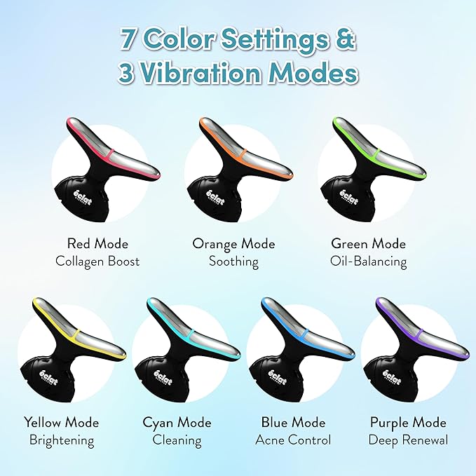 Éclat Facial Massager for Lymphatic Drainage, Face, Neck & Body Tool for Skin Care, Heated Electric Beauty Device for Wrinkles, Fine Lines, Puffy Skin, Lifting, Firming, Sculpting with 7 Light Therapy