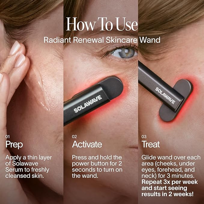 Solawave 4-in-1 Radiant Renewal Facial Wand | Red Light Therapy for Face and Neck | Galvanic Skincare Wand & Facial Massager | Anti-Aging Wrinkle Reduction | Solawave Original | Matte Black