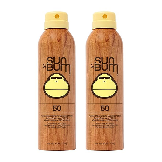 Sun Bum Original SPF 50 Sunscreen Body Spray - Broad Spectrum Moisturizing Sunscreen with Vitamin E - Hawaii 104 Act Compliant (Made without Octinoxate & Oxybenzone) - 6 oz (Pack of 2)