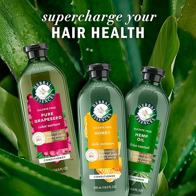 Herbal Essences Honey Daily Moisture Conditioner, Protects and Nourishes Dry Hair, Hydrating Conditioner with Certified Camellia Oil and Aloe Vera, Moisturizing and Safe For All Hair Types, 33.8oz