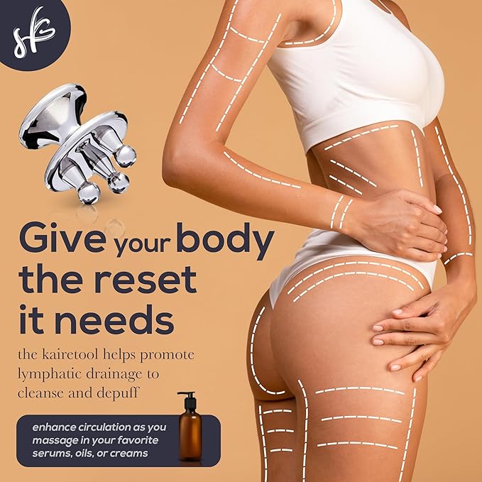 Kairetool Face & Body Massager, Lymphatic Drainage, Deep Tissue Massage, Pressure Point Therapy for Depuffing and Debloating, Fascia and Myofascial Release, Reduces Look of Cellulite, Jade