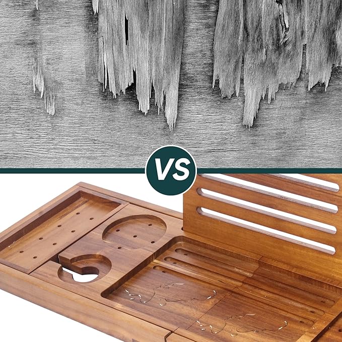 Premium Foldable Teak Bathtub Tray, Expandable Bath Tray for Tub, Luxury Bathtub & Bathroom Accessories