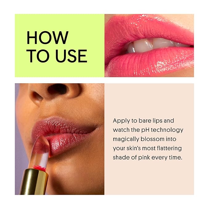 Winky Lux Flower Balm, pH Lip Balm, Color Changing Lipstick and Tinted, Vegan & Cruelty Free Lip Balm, Hydrate & Plump, Sheer Pink Lipstick, Blue Flower with Vanilla Scent