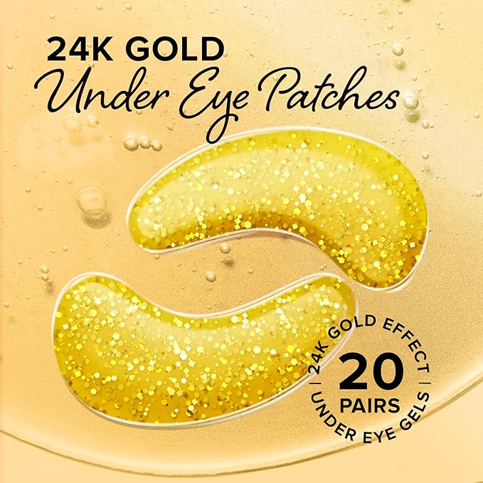 MAREE 24k Gold Under Eye Gels for Dark Circles and Puffiness - Collagen & Hyaluronic Acid Skincare Gel Pads - Gold Eye Patches for Puffy Eyes and Dark Circles - Under Eye Masks - Travel Essentials
