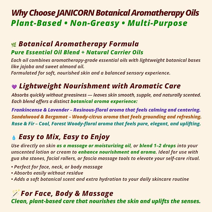 Botanical Aromatherapy Oil for Face & Body Massage – Lightweight Hydration & Nourishing Care, Plant-Based Formula with Cool Forest Rose Aroma (Rose & Fir), 30 ml / 1.0 fl oz