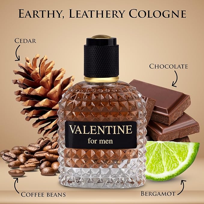 URBAN COLLECTION Valentine for Men Eau De Parfum- Top Notes of Woody & Outdoor - Middle Scent of Roasted Coffee Bean, Chocolate & Hazelnut - Free of Paraben - Elegant 100ml Bottle, Men Parume