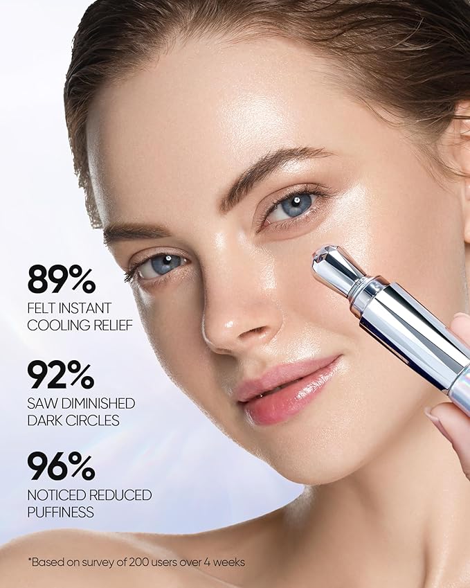 360° Crystal Massager Lifting Eye Cream, Reduces Puffiness, Nourishes Eye Area with 3D Peptides, Niacinamide & Caffeine