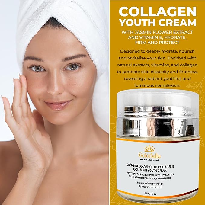 "SOLARIELLE Anti-Aging Skincare Set | Hyaluronic Acid Serum & Collagen Cream | Face & Neck Duo for Wrinkle Reduction | Natural Peptide Formula"