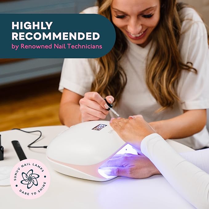 SUNUV LED UV Nail Light, UV Lamp for Gel Nails Polish with 4 Timer Settings, LCD Display Removable Base, SUN4S Pink