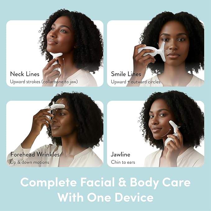 Éclat Facial Massager for Lymphatic Drainage, Face, Neck & Body Tool for Skin Care, Heated Electric Beauty Device for Wrinkles, Fine Lines, Puffy Skin, Lifting, Firming, Sculpting with 7 Light Therapy