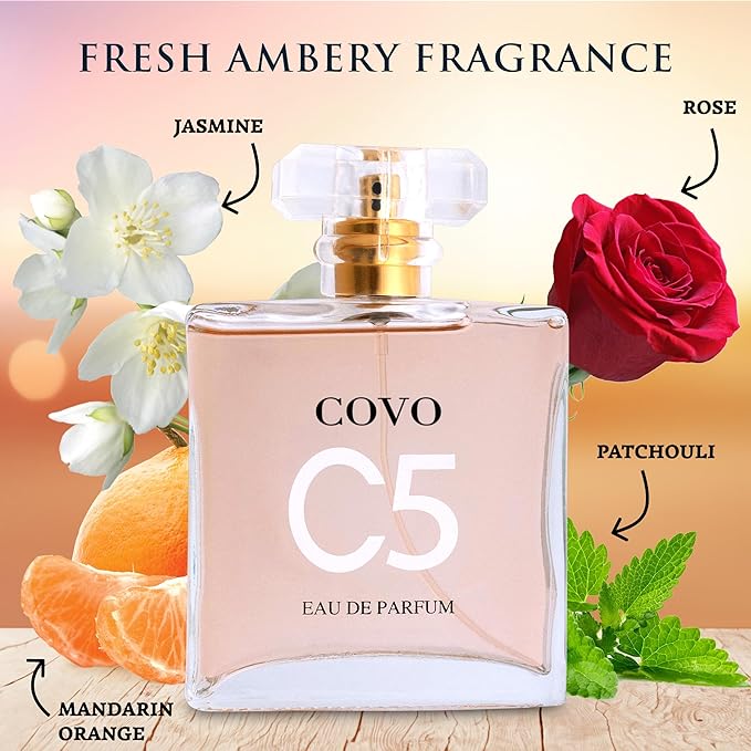 URBAN COLLECTION Covo C5 for Women Eau De Parfum 3.4 fl oz- Pure Femininity in a Bottle - Delicate Floral Scents of Jasmine and May Rose - Cruelty-Free Perfume Precious Gift for Women