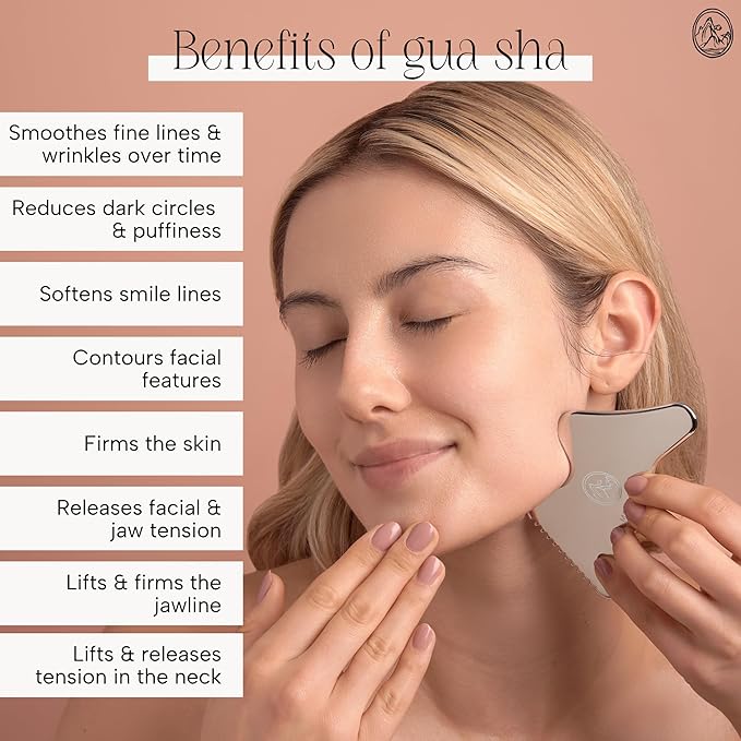 Mount Lai The Vitality Qi Stainless Steel Gua Sha Contour Tool - Face & Body Guasha Tools for Self-Care, Sculpting, Puffiness Relief & Muscle Tension Massage